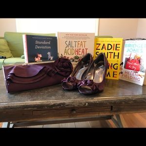 Heels and clutch, royal purple.